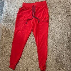 NWOT Women's Red Jogger SCRUBS with Drawstring Waist
